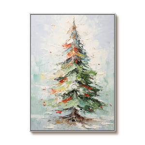 Vibrant Holiday Tree Oil Painting - Festive Abstract Artwork for Christmas - Home Artsy