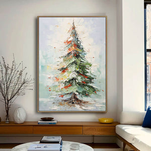 Vibrant Holiday Tree Oil Painting - Festive Abstract Artwork for Christmas - Home Artsy