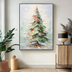Vibrant Holiday Tree Oil Painting - Festive Abstract Artwork for Christmas - Home Artsy