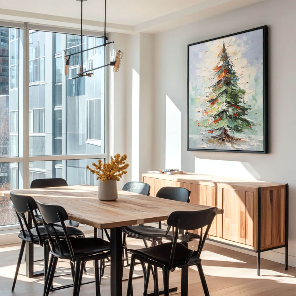 Vibrant Holiday Tree Oil Painting - Festive Abstract Artwork for Christmas - Home Artsy