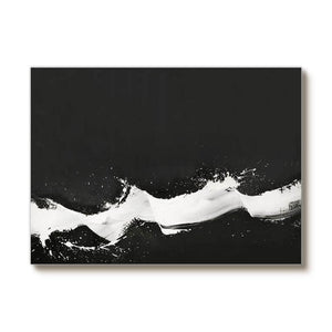 Black and White Modern Horizontal Abstract Minimalist Acrylic Oil Painting for Living Room and Hallway - Home Artsy