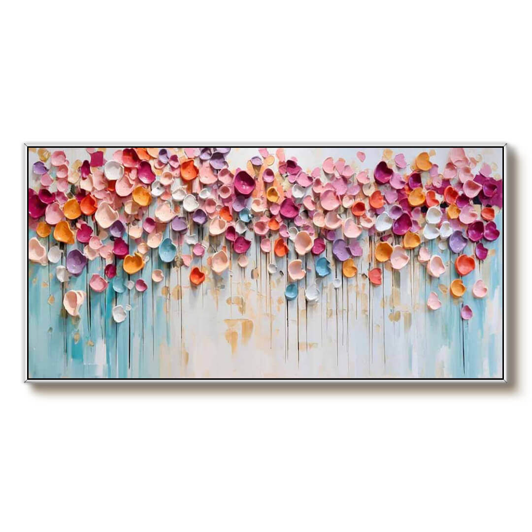 3D Floral Abstract Painting - Colorful Petals with Dynamic Brushstrokes - Home Artsy