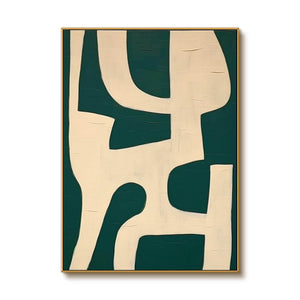 Geometric Abstract Painting in Green and Ivory for Modern Interiors - Home Artsy