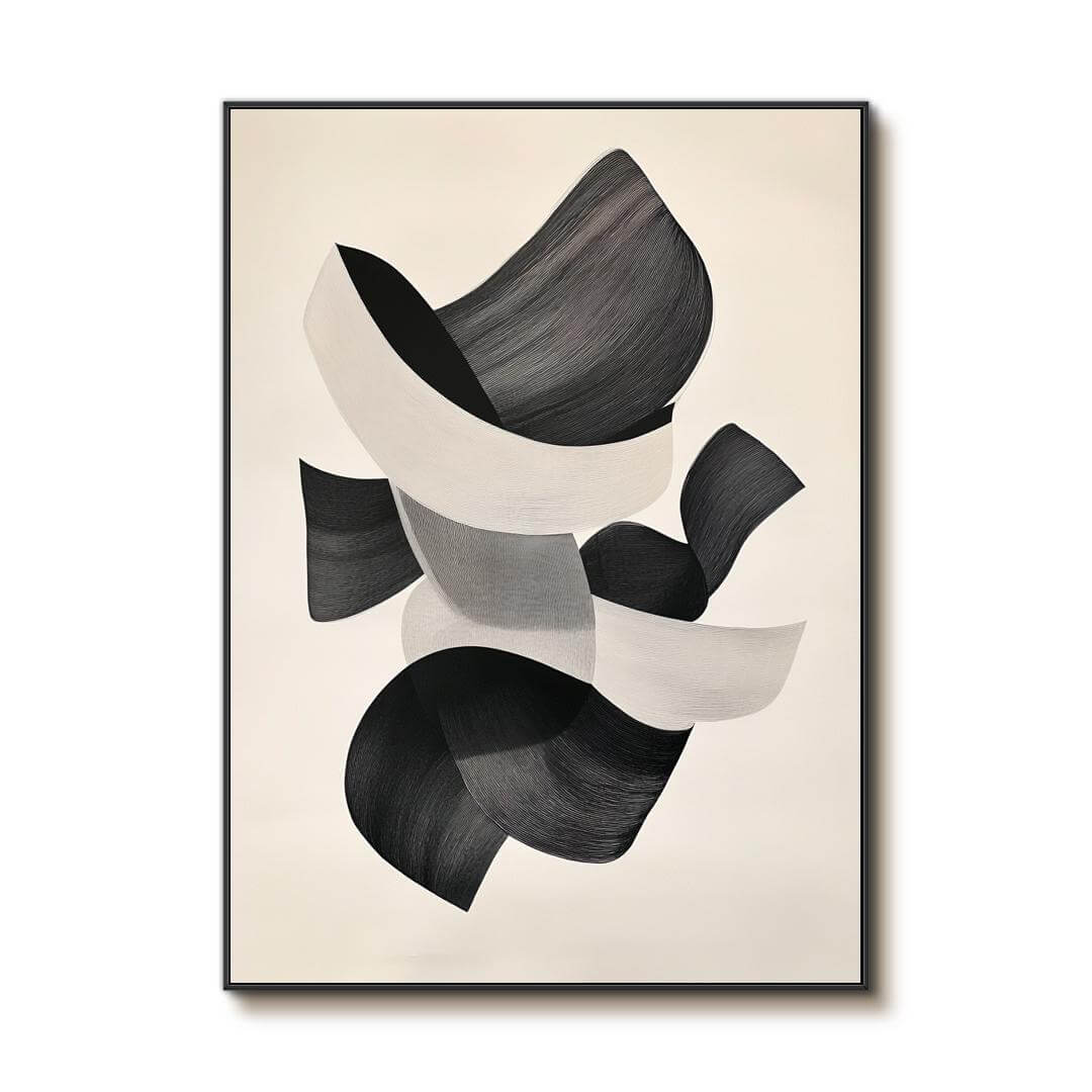 Minimalist Abstract Black and White Painting - Sleek Art for Modern Interiors - Home Artsy