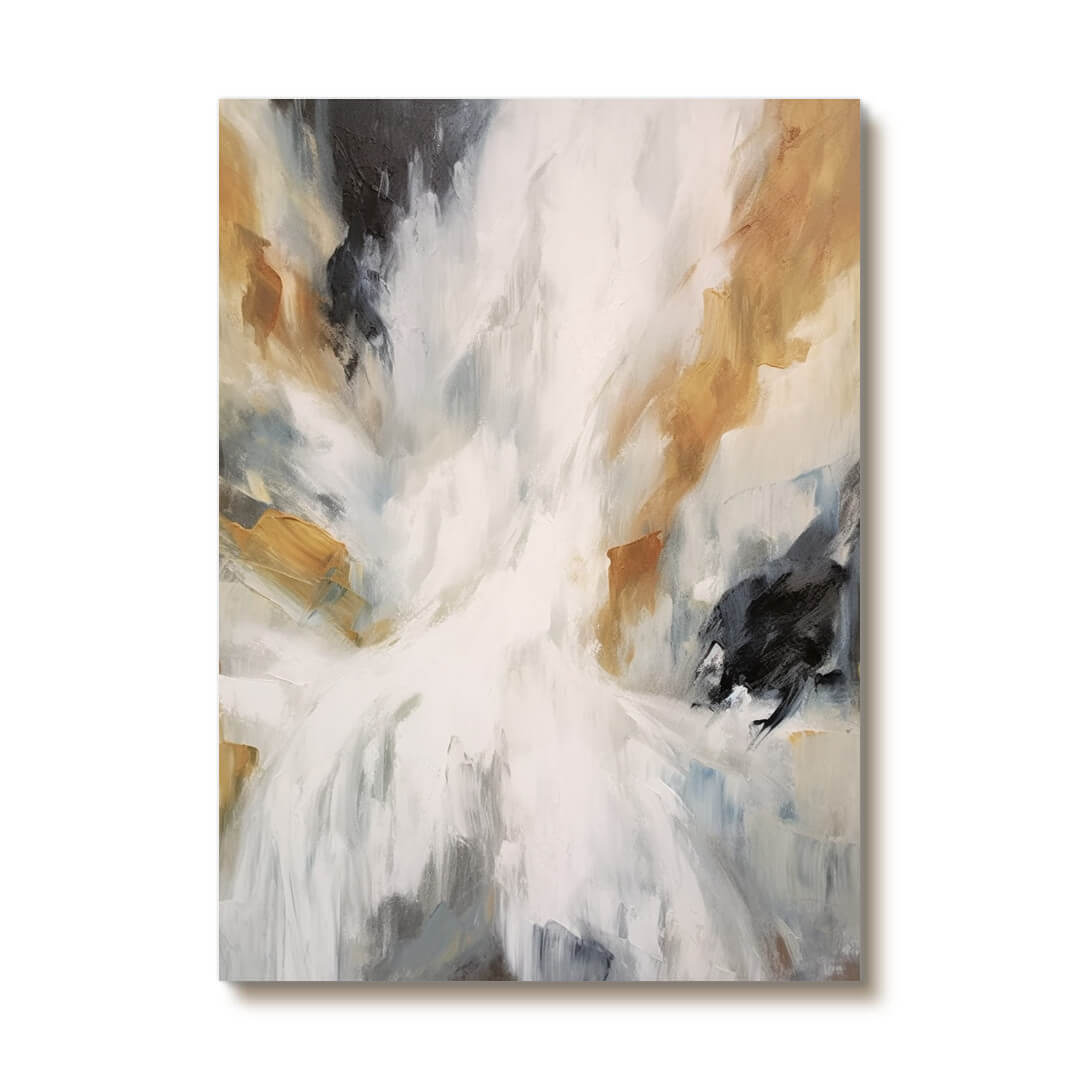 Abstract White and Gold Painting on Canvas _ Modern Wall Art for Home Decor - Home Artsy