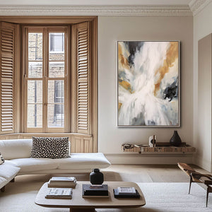 Abstract White and Gold Painting on Canvas _ Modern Wall Art for Home Decor - Home Artsy