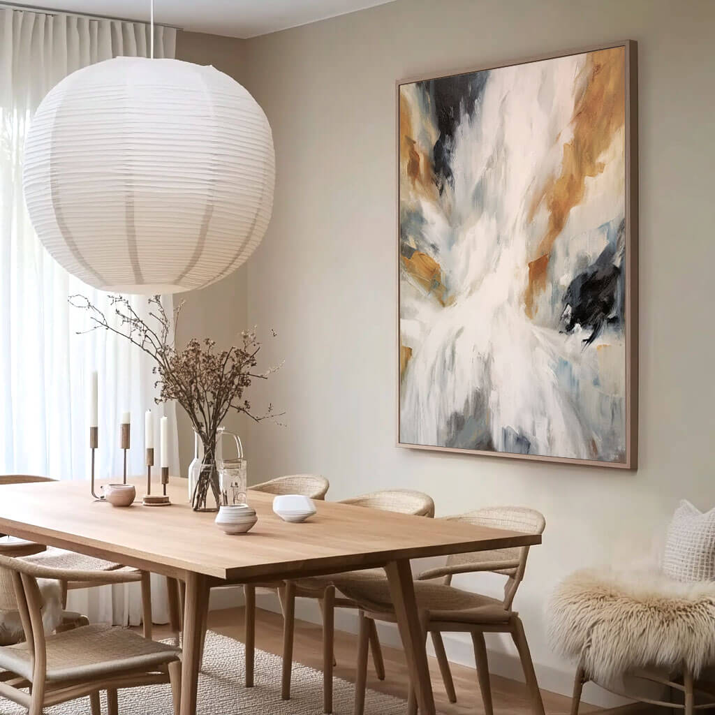 Abstract White and Gold Painting on Canvas _ Modern Wall Art for Home Decor - Home Artsy