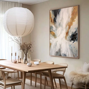 Abstract White and Gold Painting on Canvas _ Modern Wall Art for Home Decor - Home Artsy