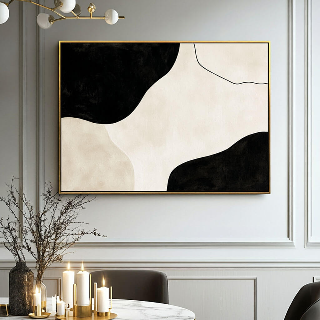 Black and White Abstract Art - Minimalist Modern Painting - Home Artsy
