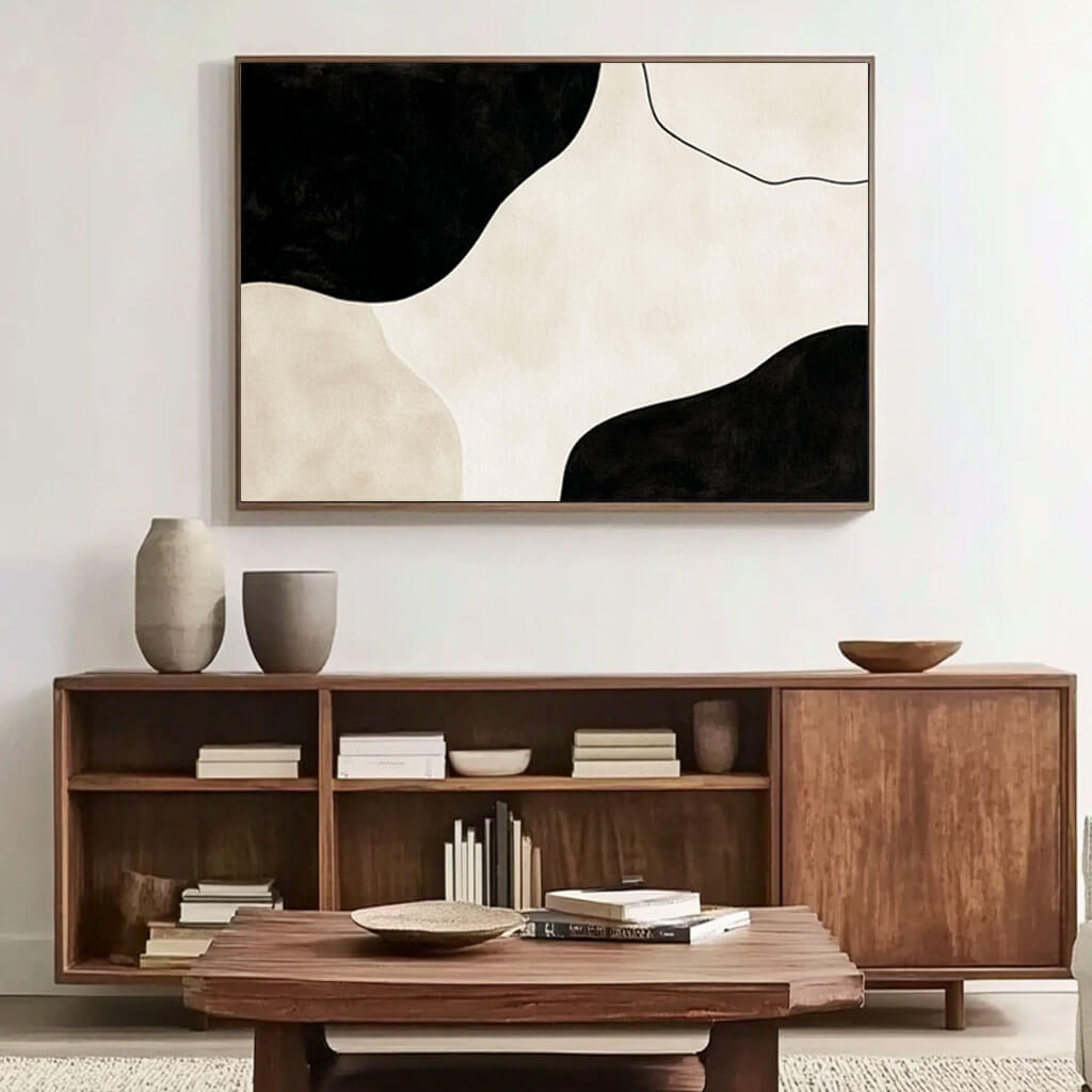 Black and White Abstract Art - Minimalist Modern Painting - Home Artsy