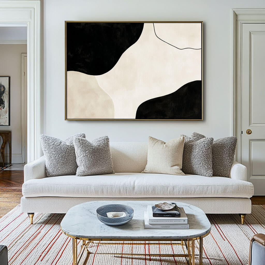Black and White Abstract Art - Minimalist Modern Painting - Home Artsy