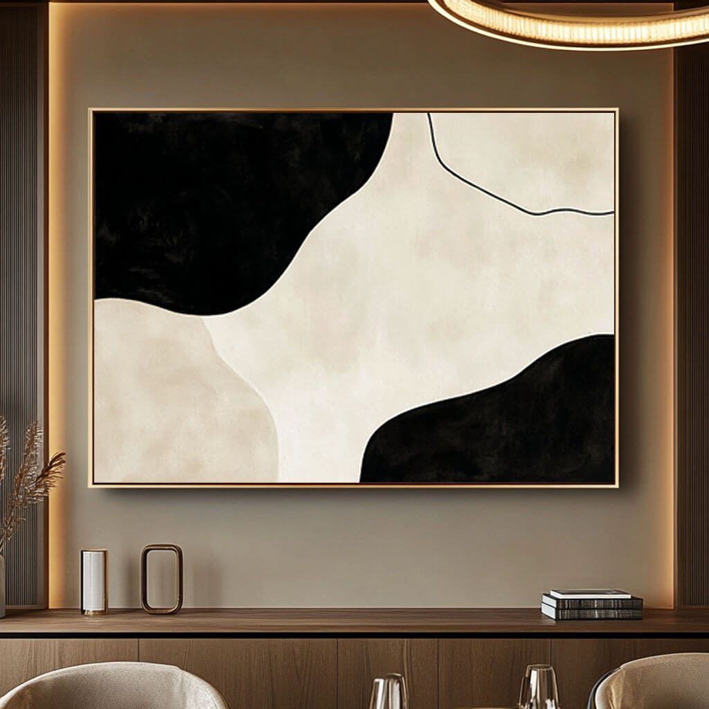 Black and White Abstract Art - Minimalist Modern Painting - Home Artsy